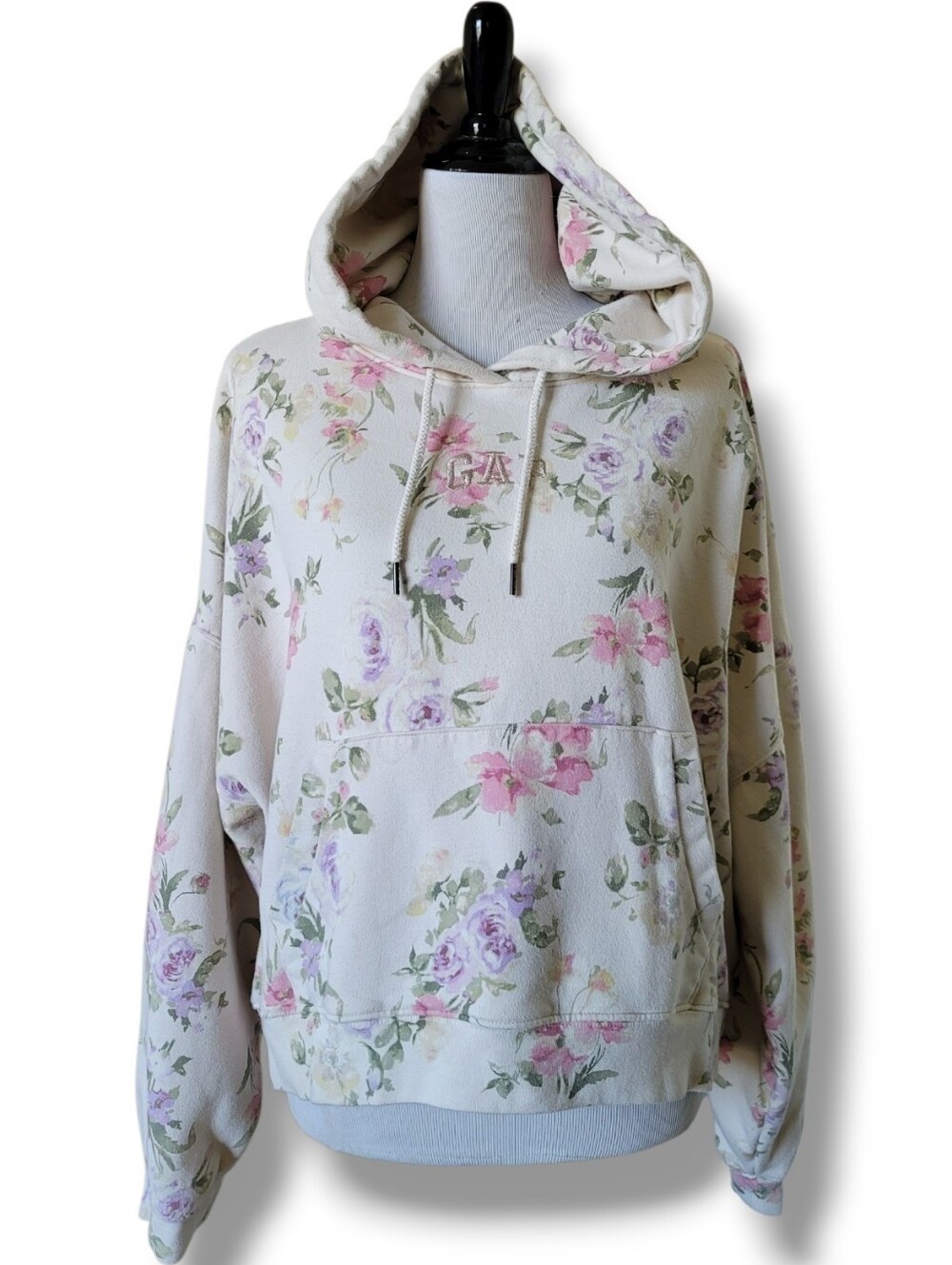 Gap × LoveShackFancy Floral Cropped Logo Hoodie L Multi Floral Pastels